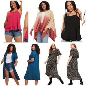 Torrid NWT 5 Piece Bundle Size 0X Ruana Wrap, 2 Swing Tanks, Maxi Dress, Duster